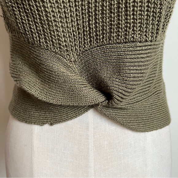Love Tree Knotted Twist Front Knitted Cami in Olive Green Size Large - Picture 2 of 6